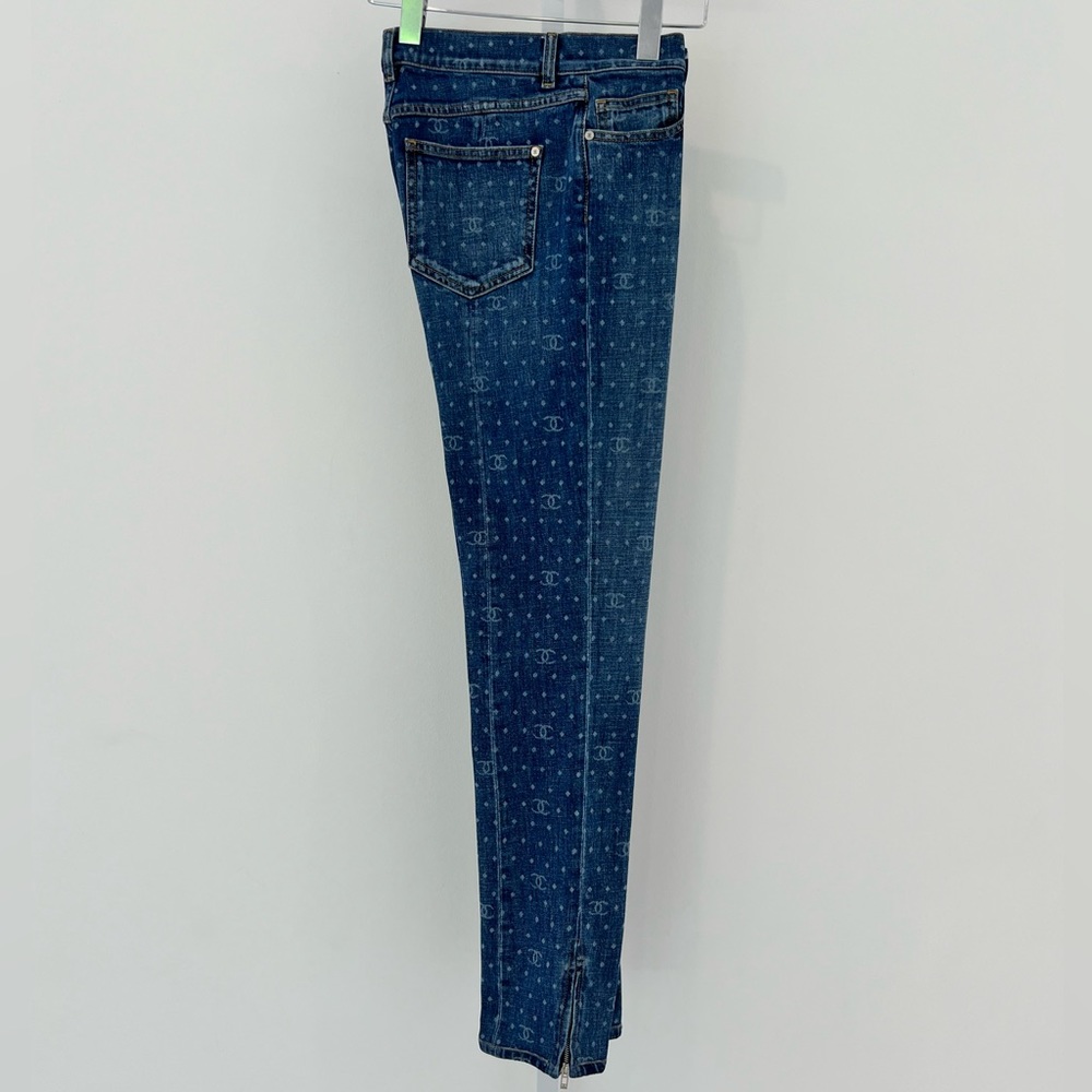 CHANEL 23 CC POLKA DOT DARK BLUE ECRU & WHITE SLIM JEAN SIZE FR 38 / US 6 - Picture 6 of 17